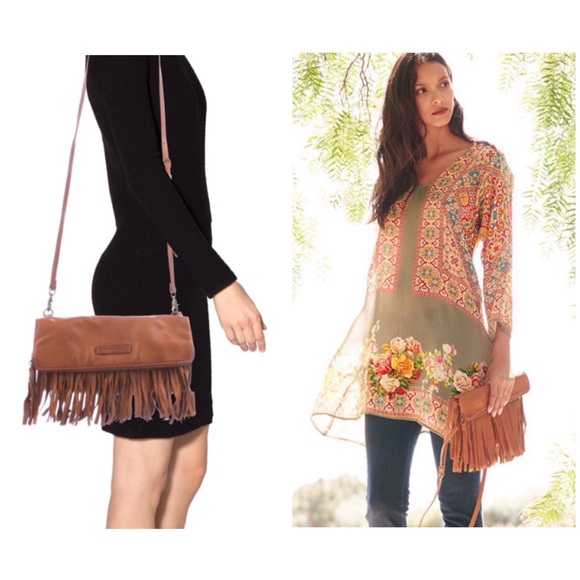 Frye Heidi Leather Fringe Cognac Brown Crossbody Clutch Bag Retail $298 - Picture 13 of 13